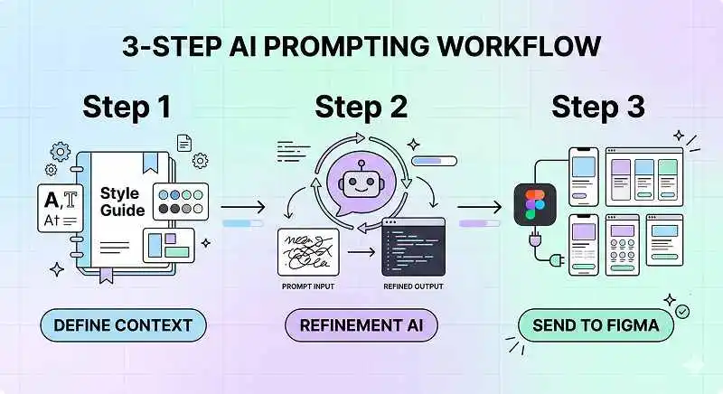 Diagram of the workflow to prompt Figma for consistent AI-generated screens