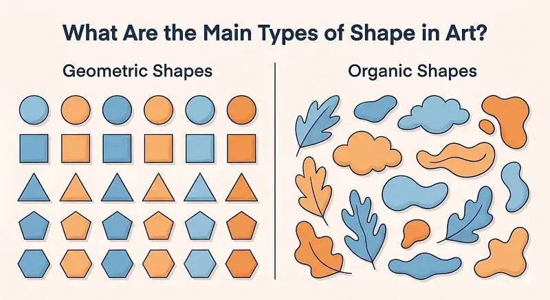 Side-by-side comparison of geometric and organic shapes to explain main types of shape in art