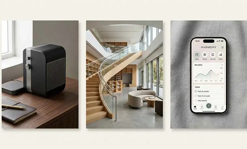 Examples of balanced form and function in product, space, and digital interface design